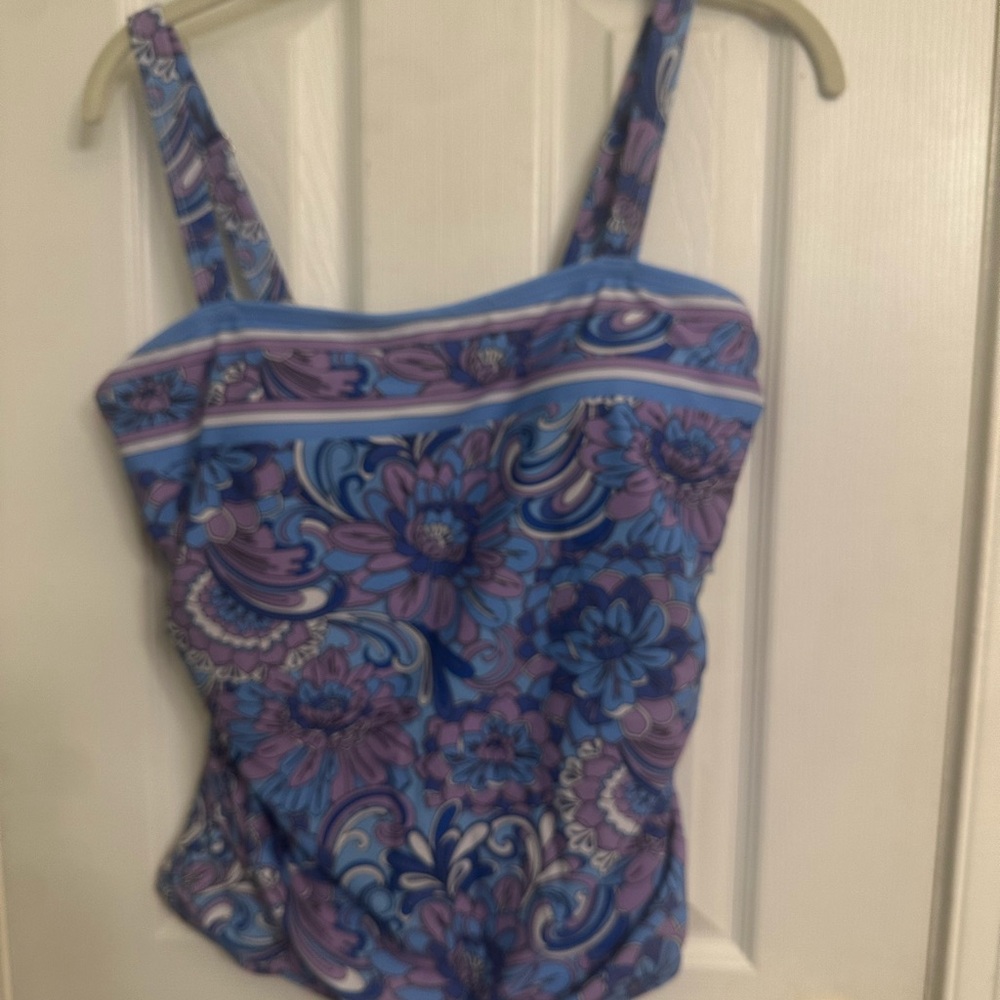 Floral Blue and Purple Women's Swim top and swim bottom